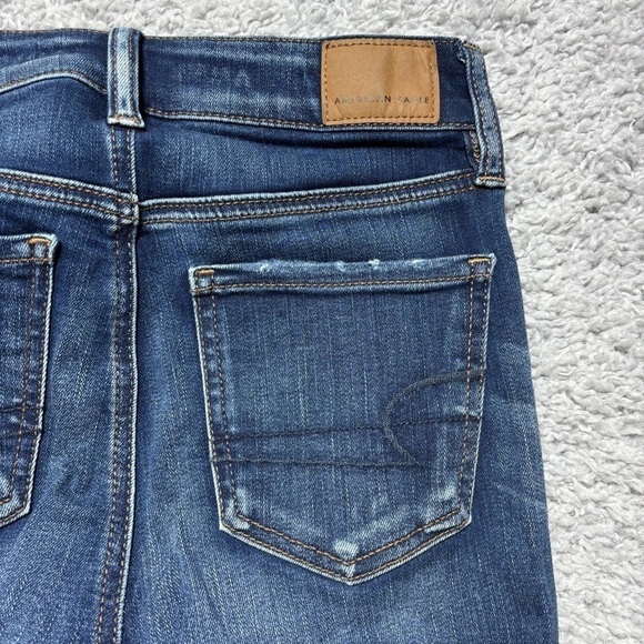 American Eagle Jeans Womens 0 Hi Jegging Crop Stretch Dark Exposed Button Fly - Picture 5 of 6